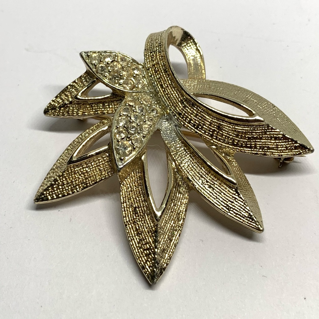 Vintage Marboux Clear Rhinestone Marcel Boucher Designer Gold Tone Brooch